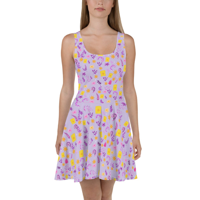 Tangled Dress Rapunzel floating lanterns floral Skater Dress