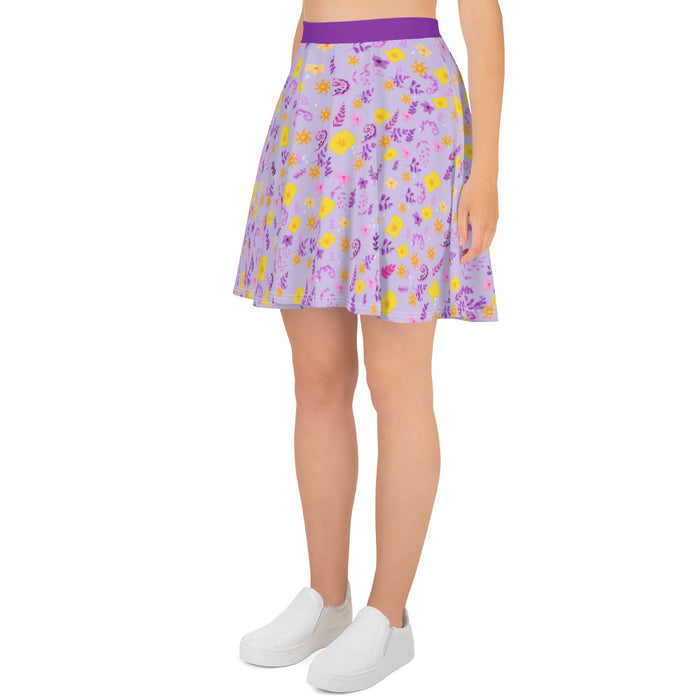 Tangled skirt Rapunzel floating lanterns floral Skater Skirt