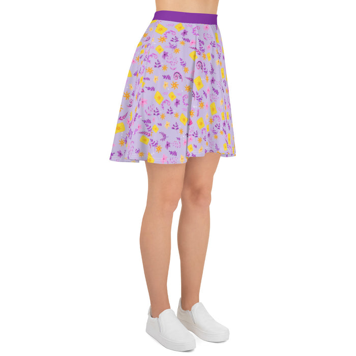 Tangled skirt Rapunzel floating lanterns floral Skater Skirt