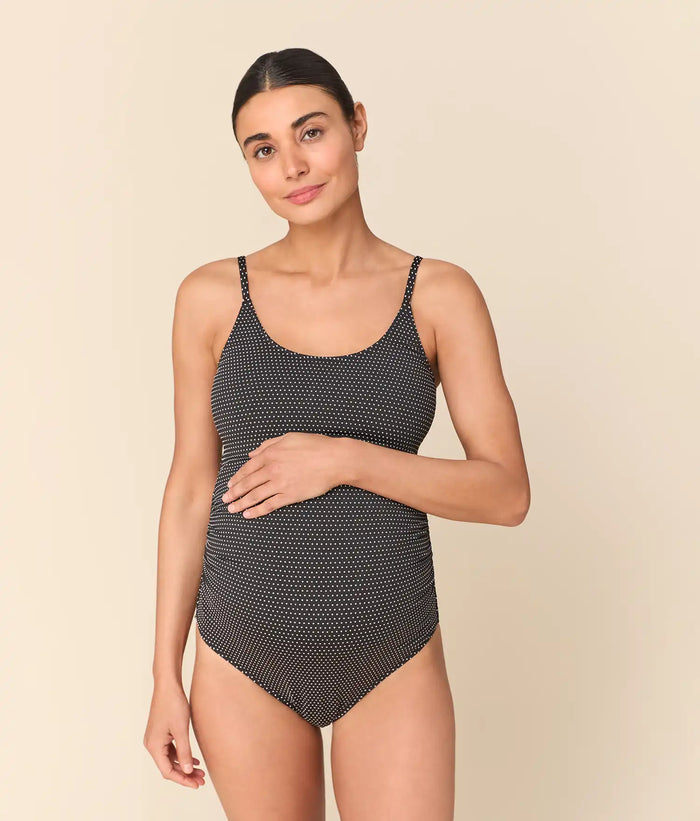 The Amalfi Maternity One Piece - Polka Dot - Black Dot