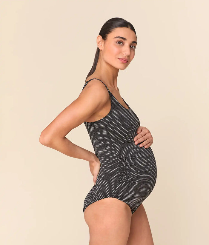 The Amalfi Maternity One Piece - Polka Dot - Black Dot