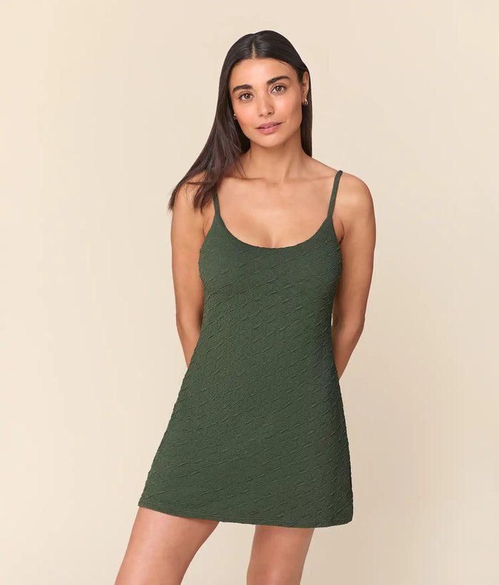 The Amalfi Swim Dress - Textured Geo - Thyme