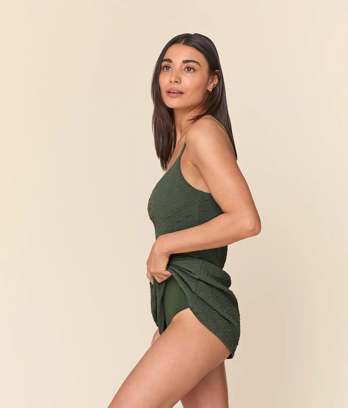 The Amalfi Swim Dress - Textured Geo - Thyme