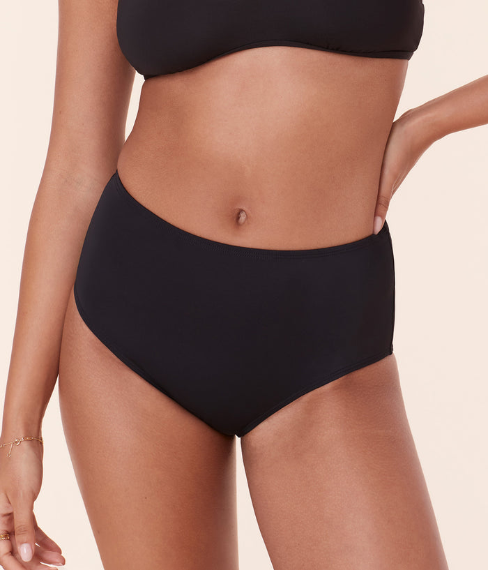 The High Waist Bikini Bottom - Eco Nylon - Black