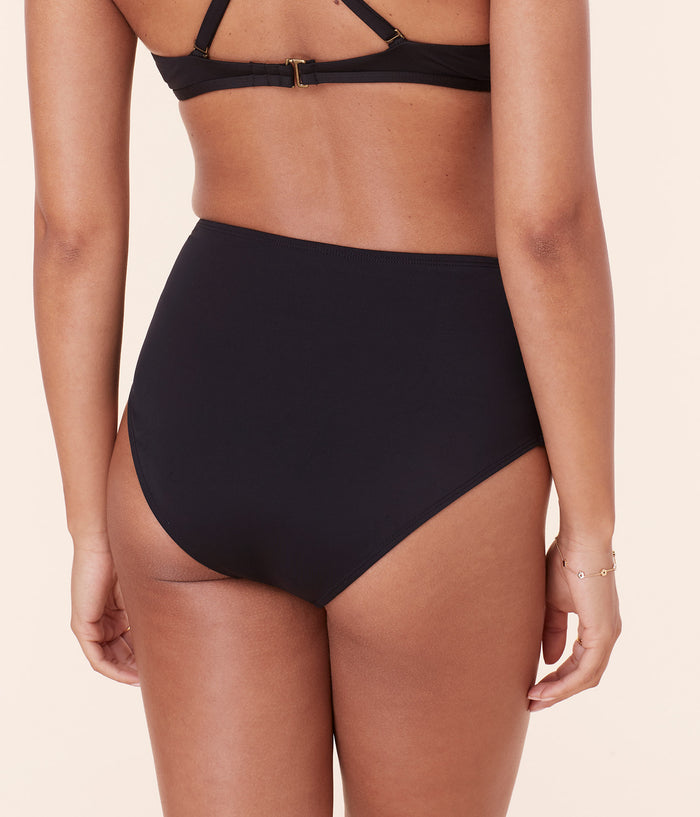 The High Waist Bikini Bottom - Eco Nylon - Black