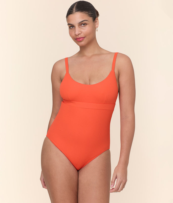 The Honolulu One Piece - Eco Ribbed - Vermillion - Long Torso