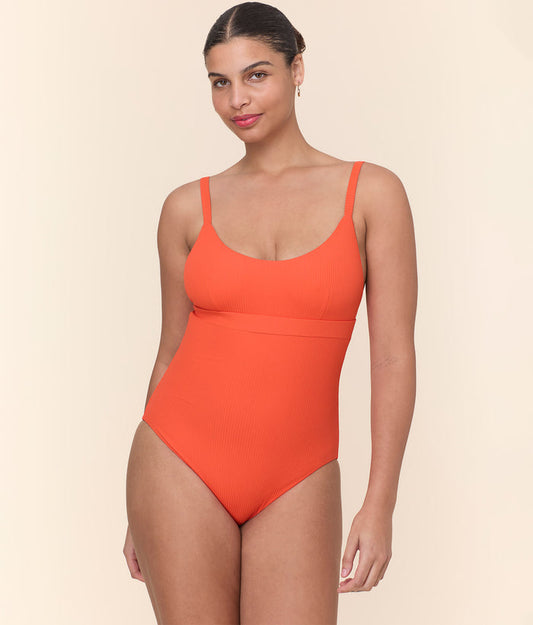 The Honolulu One Piece - Eco Ribbed - Vermillion - Long Torso