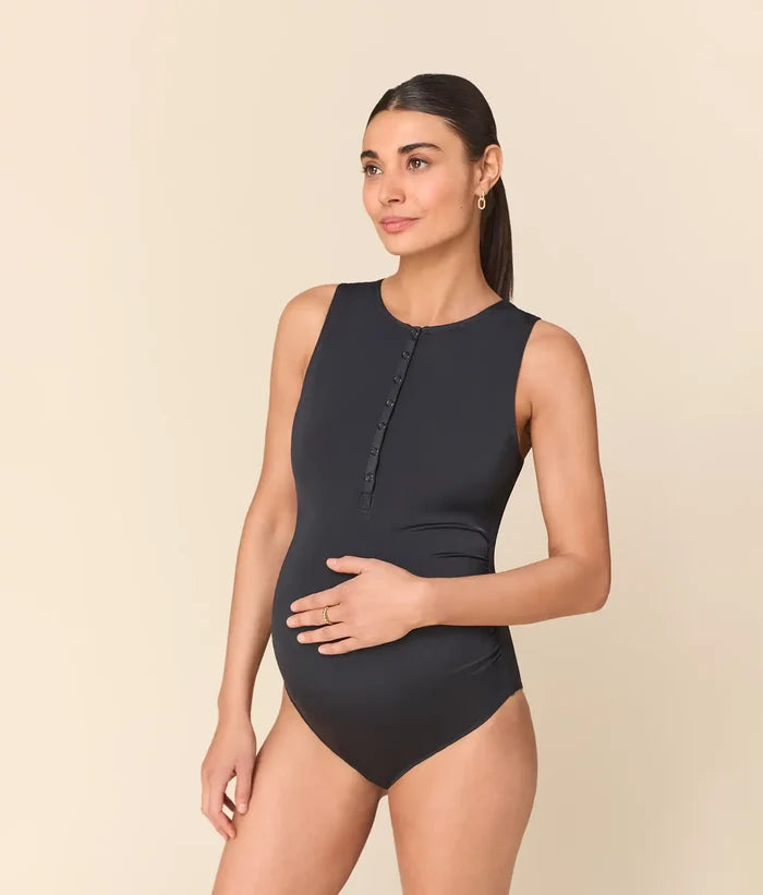 The Malibu Maternity One Piece - Eco Nylon - Black