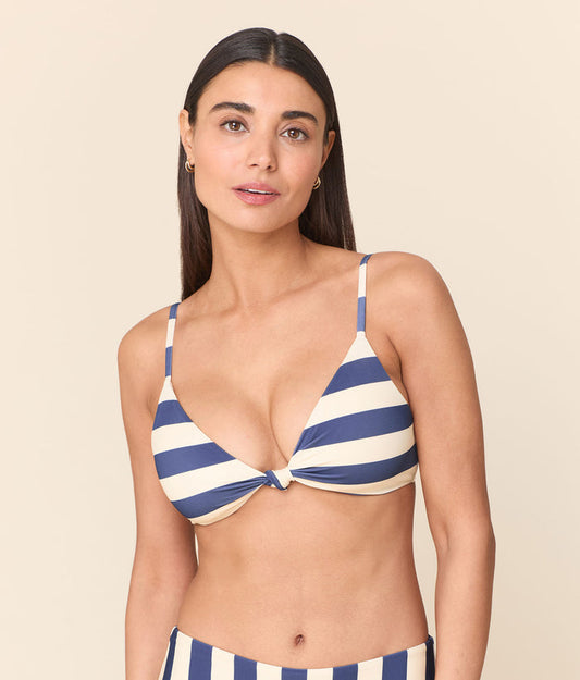 The Santorini Bikini Top | Deep Cobalt Wide Stripe