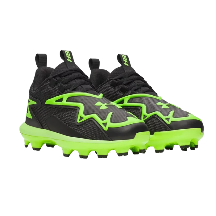 UA Boys' Harper 11 TPU Jr Baseball Cleats Green Color