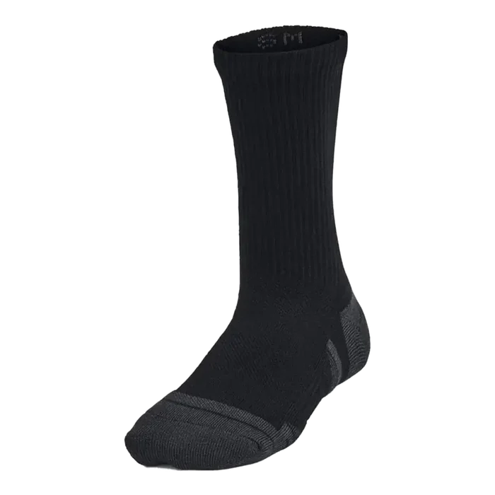 UA Kid's Performance Tech 6-Pack Crew Socks Black/Grey  Color.