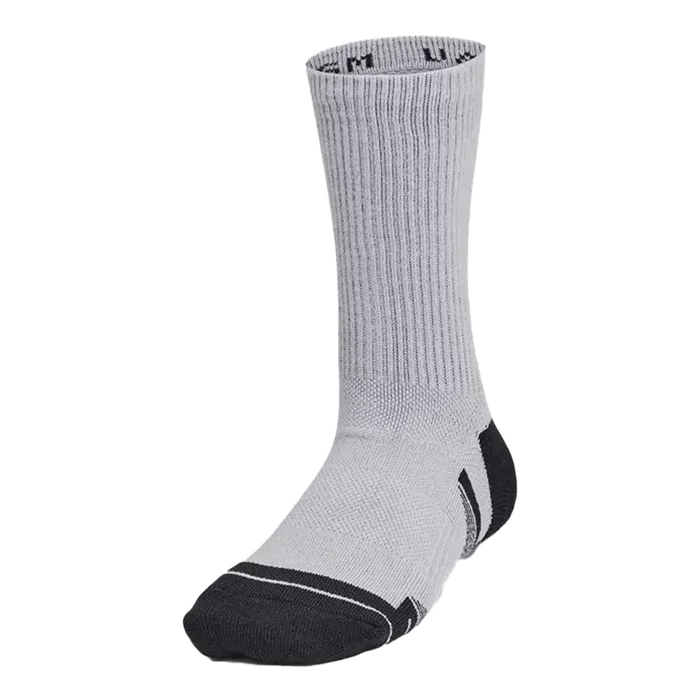 UA Kid's Performance Tech 6-Pack Crew Socks Grey/Black  Color.