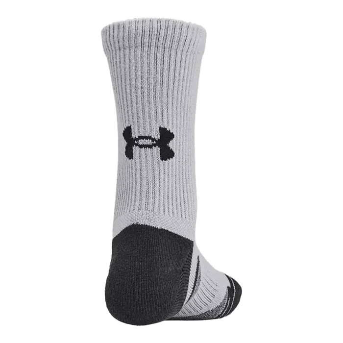 UA Kid's Performance Tech 6-Pack Crew Socks Grey/Black  Color.