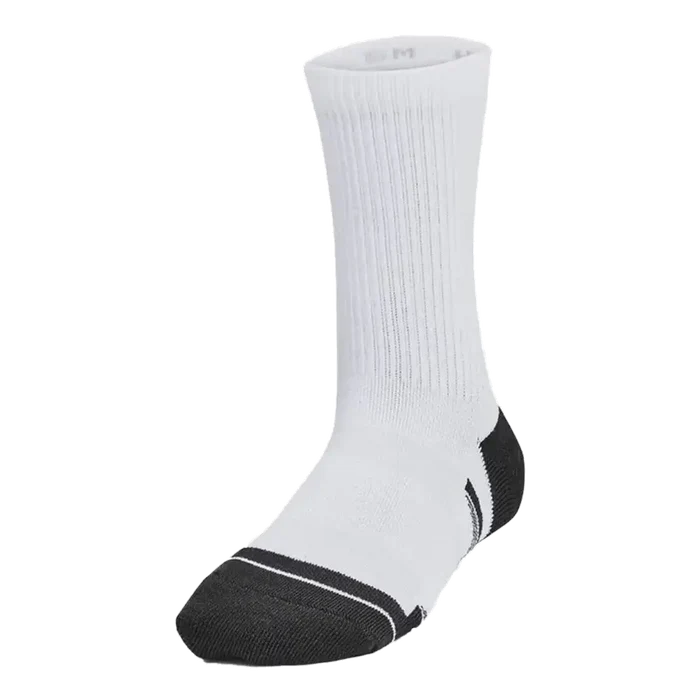 UA Kid's Performance Tech 6-Pack Crew Socks White/Grey  Color.
