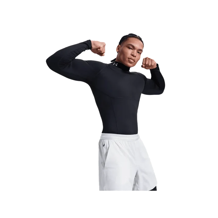 UA Men's ColdGear Elite Compression Mock Long Sleeve black Color