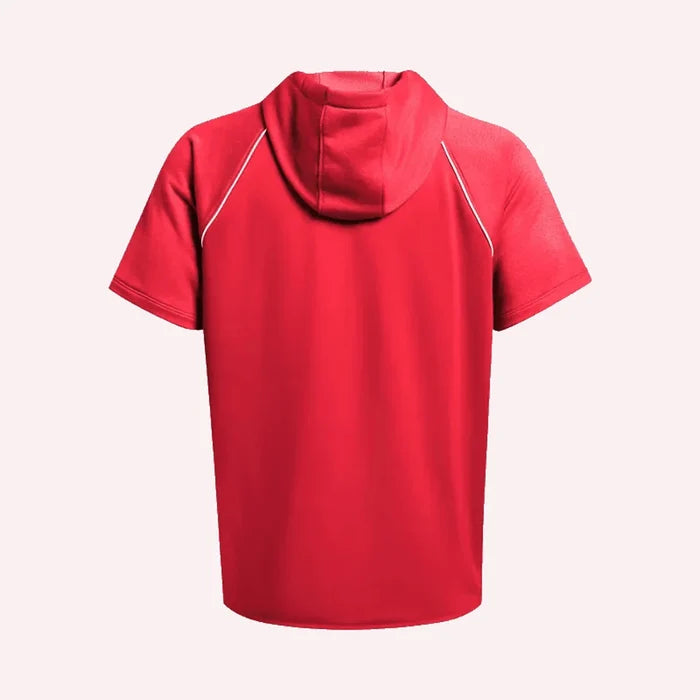 UA Men's Command Warmup Short Sleeve Hood Red Color