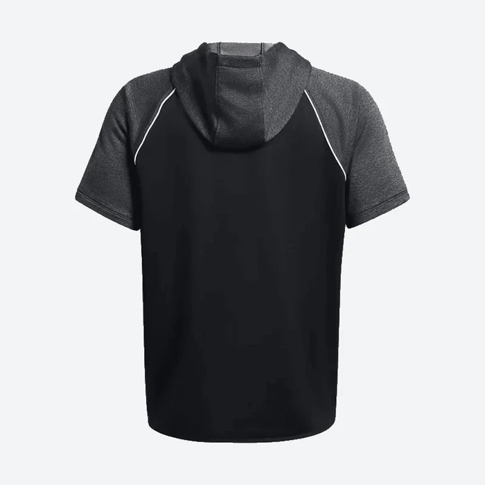 UA Men's Command Warmup Short Sleeve Hood Black Color