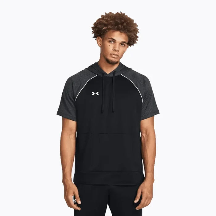 UA Men's Command Warmup Short Sleeve Hood Black Color