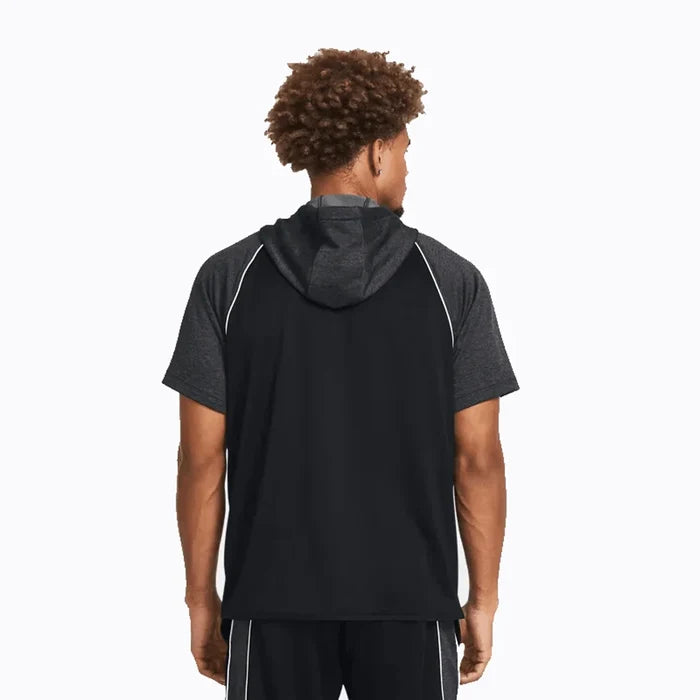 UA Men's Command Warmup Short Sleeve Hood Black Color