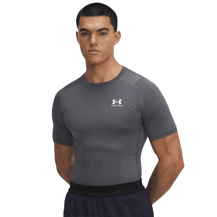 UA Men's HeatGear Armour Short Sleeve Gray color.