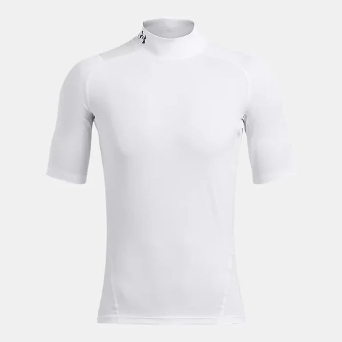 UA Men's HeatGear® Compression Mock Short Sleeve White Color