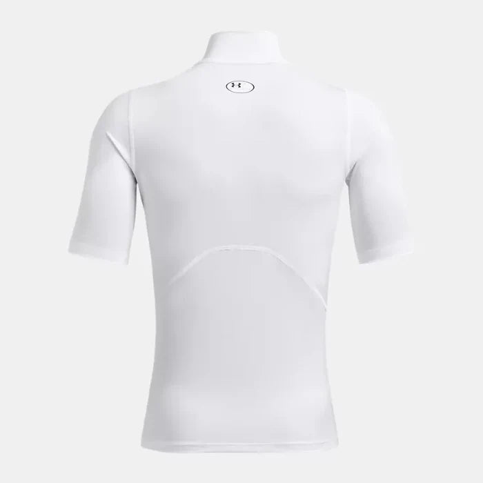 UA Men's HeatGear® Compression Mock Short Sleeve White Color