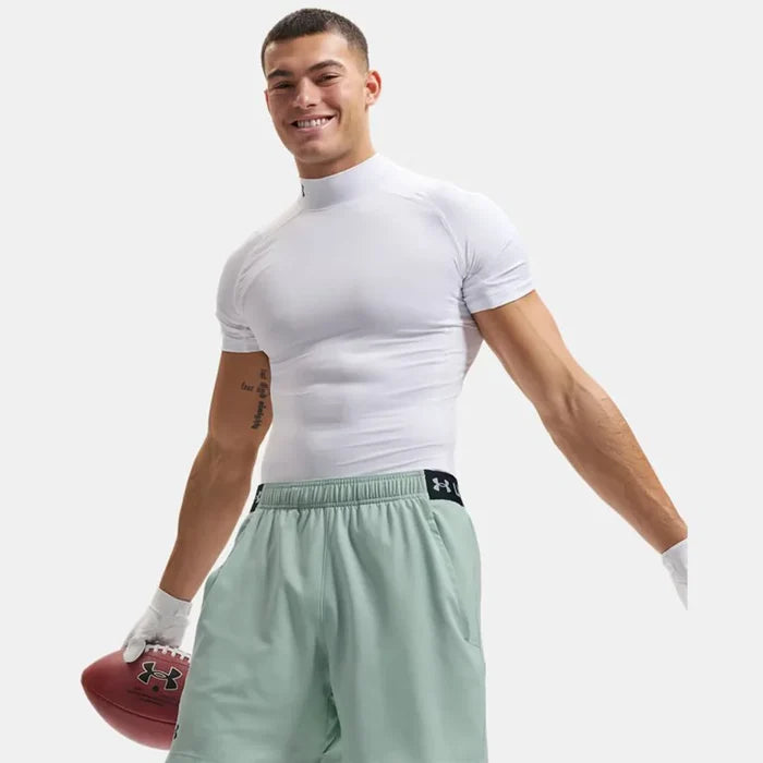 UA Men's HeatGear® Compression Mock Short Sleeve White Color