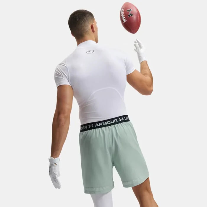 UA Men's HeatGear® Compression Mock Short Sleeve White Color