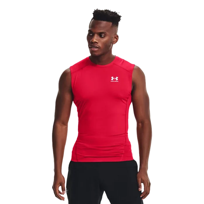 UA Men's HeatGear Compression Sleeveless Red Color