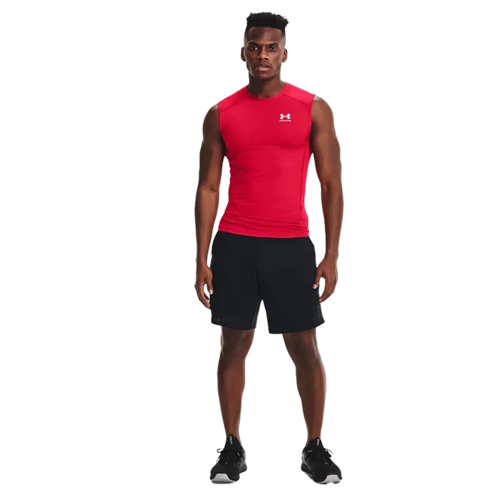 UA Men's HeatGear Compression Sleeveless Red Color