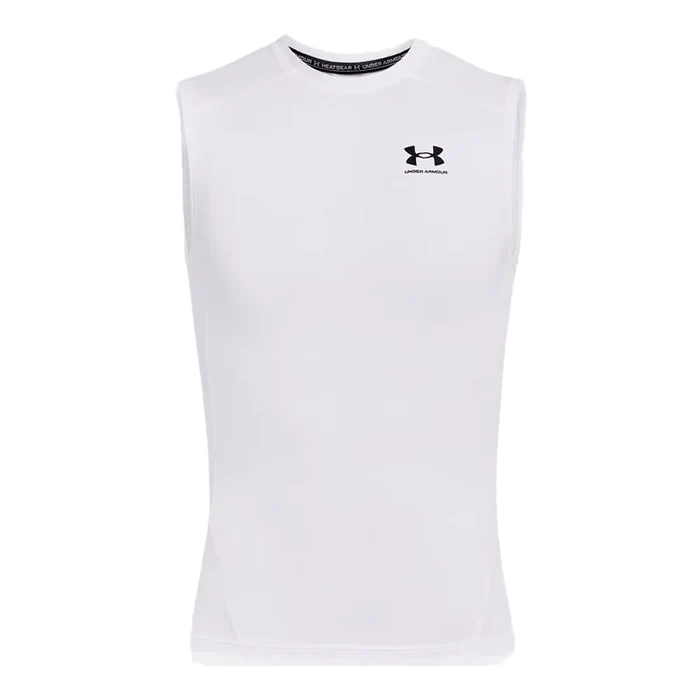 UA Men's HeatGear Compression Sleeveless White Color