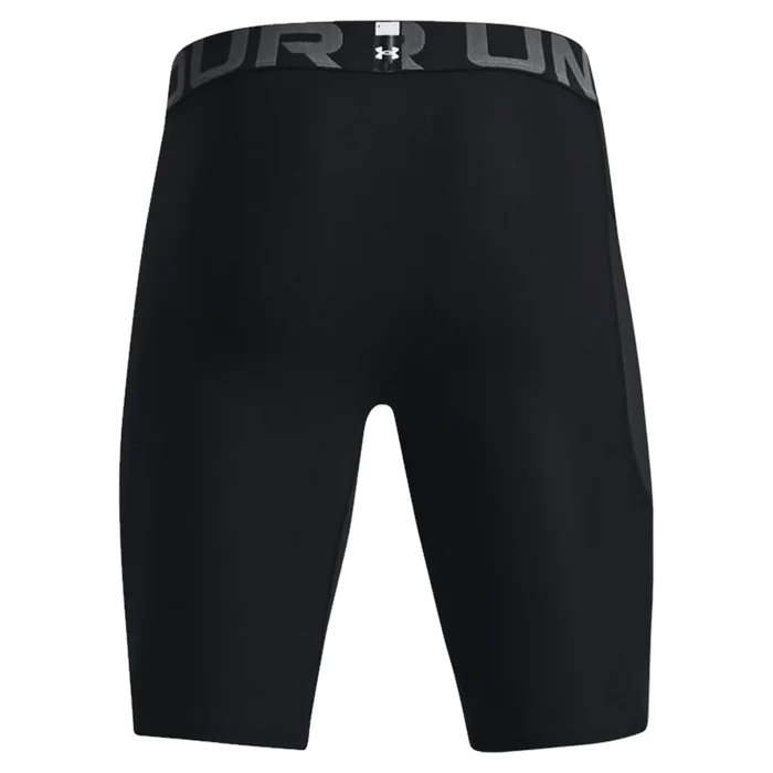 UA Men's HeatGear Pocket Long Shorts Black Color Back View.