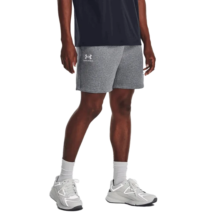 UA Men's Icon Fleece 7.75" Shorts Grey Color.