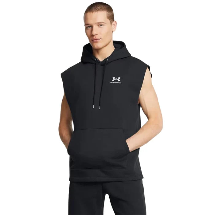 UA  Men's Icon Fleece  Sleeveless Hoodie Black Color.