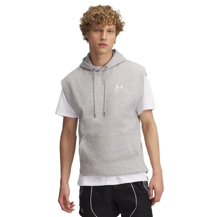 UA  Men's Icon Fleece  Sleeveless Hoodie Gray Color.