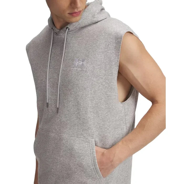 UA  Men's Icon Fleece  Sleeveless Hoodie Gray Color.