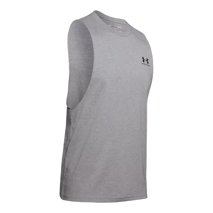 UA Men's Left Chest Cut-Off Tank Gray Color