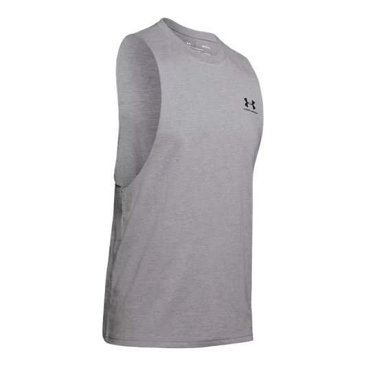 UA Men's Left Chest Cut-Off Tank Gray Color