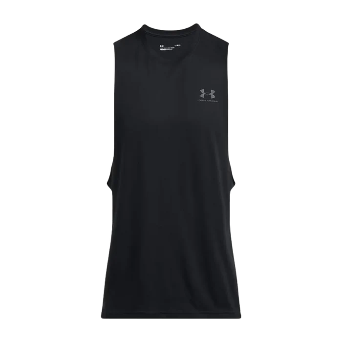 UA Men's Left Chest Cut-Off Tank Black Color