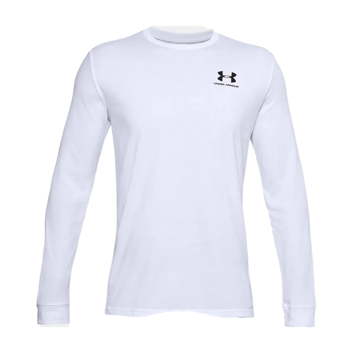 UA Men's Left Chest Long Sleeve white color