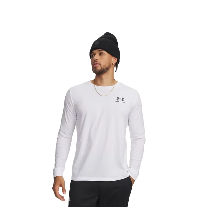 UA Men's Left Chest Long Sleeve white color
