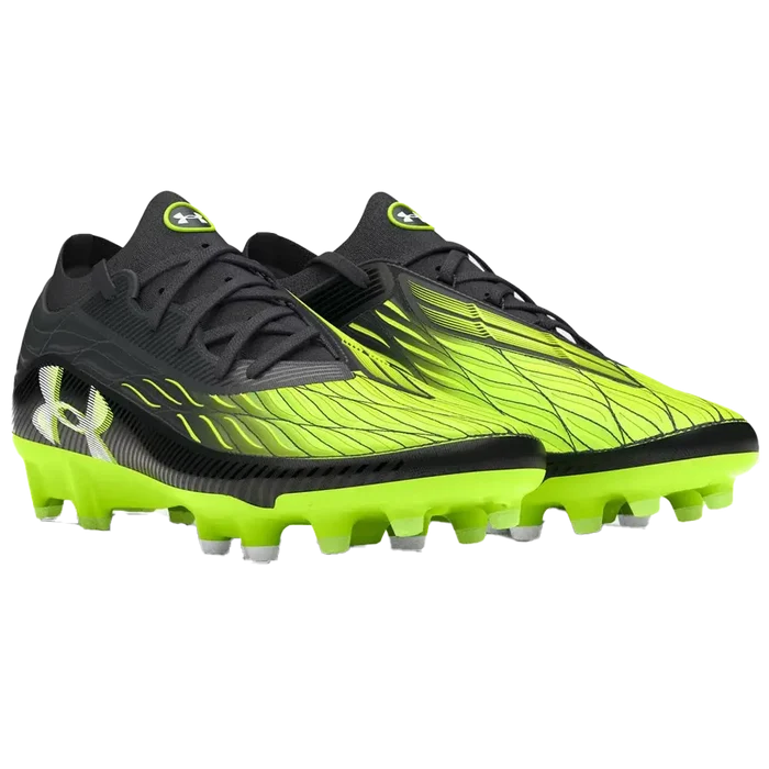 UA Men's Magnetico Elite 4 FG Soccer Cleats Pair Green/Black Color.