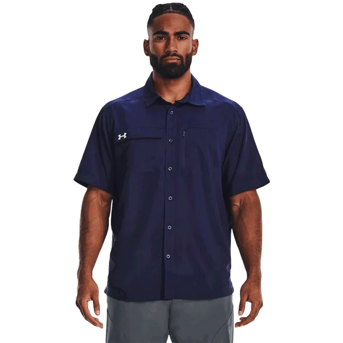 UA Men's Motivator Coach's Button Up Shirt Navy Color