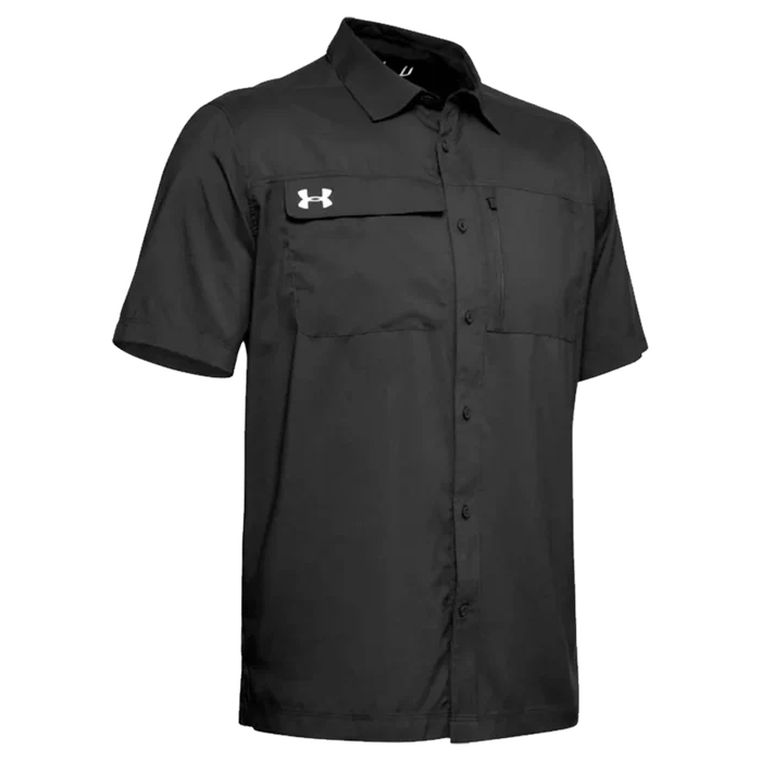 UA Men's Motivator Coach's Button Up Shirt Black Color