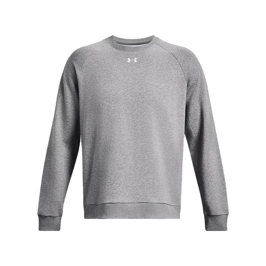UA Men's Rival Fleece Crew Gray Color.