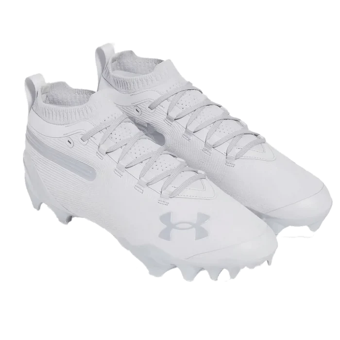 UA Men's Spotlight Pro Suede Football Cleats White Color