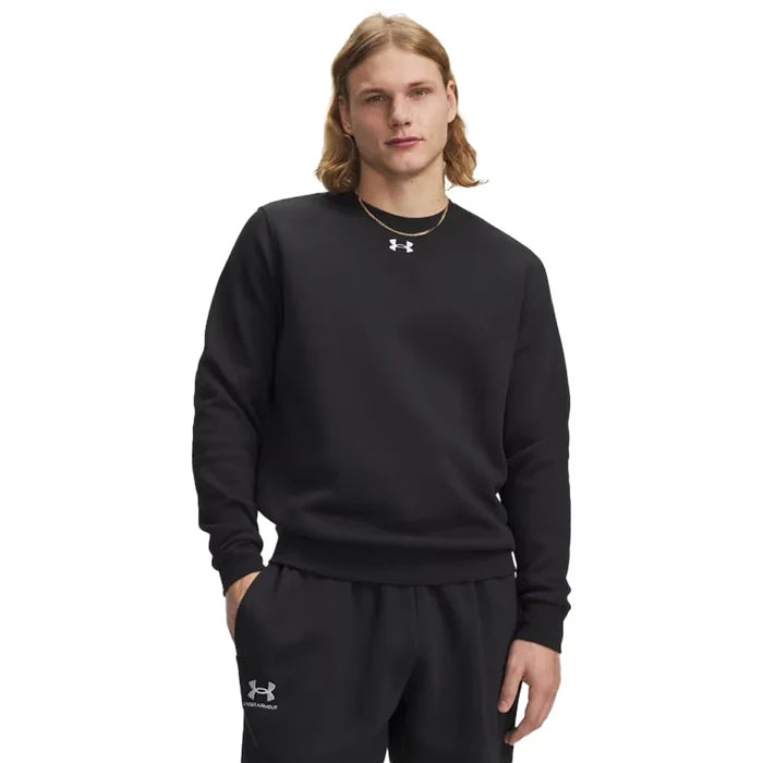 UA Men's Team Icon Fleece Crew Black Color.