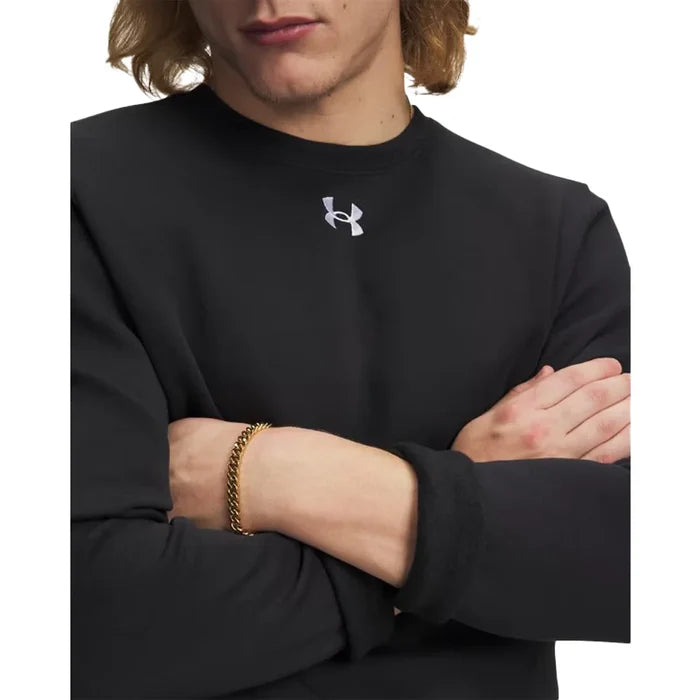 UA Men's Team Icon Fleece Crew Black Color.