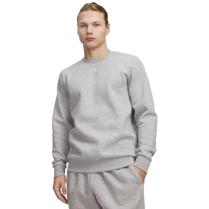 UA Men's Team Icon Fleece Crew Gray Color.