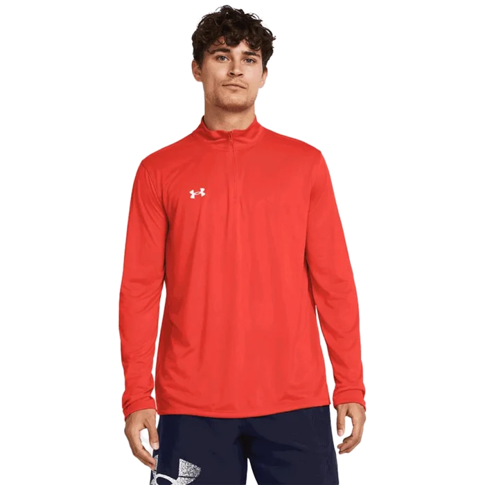 UA Men's Team Tech LS 1/4 Zip orange Color